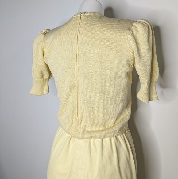 Vintage Ciao yellow knit top pencil skirt short sleeve cotton dress 8 - Picture 2 of 10